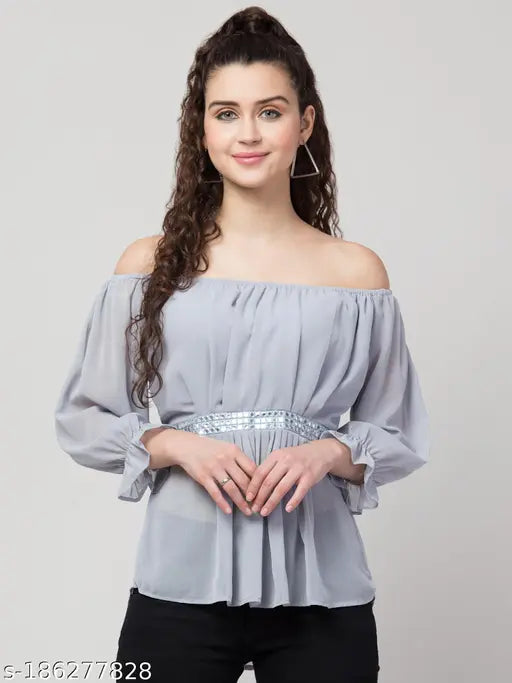 Stylish Chiffon Bardot Top