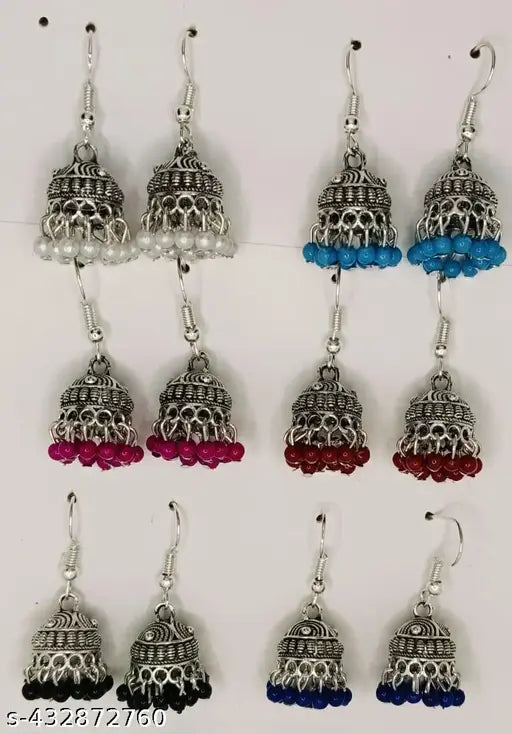 JEWELOPIA Oxidised German Silver Jhumki Pearl Drop Dangle Earrings For Women & Girls