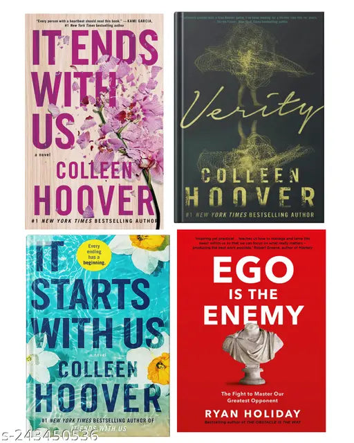 IT END WITH US BY COLLEEN HOOVER + IT STARTS WITH US BY COLLEEN HOOVER + VERITY BY COLLEEN HOOVER + EGO IS THE ENEMY BY RYAN HOLIDAY