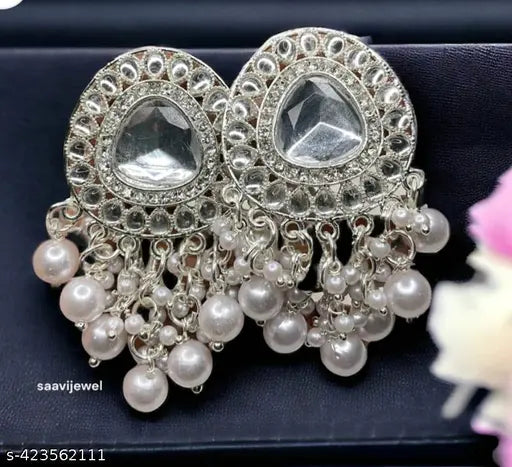 Vintage Crystal Rhinestone Chandbali Earring