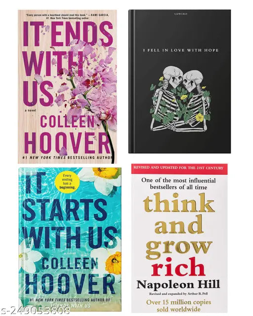 IT END WITH US BY COLLEEN HOOVER + IT STARTS WITH US BY COLLEEN HOOVER + I FELL IN LOVE WITH HOPE BY LANCALI + THINK AND GROW RICH BY NAPOLEON HILL