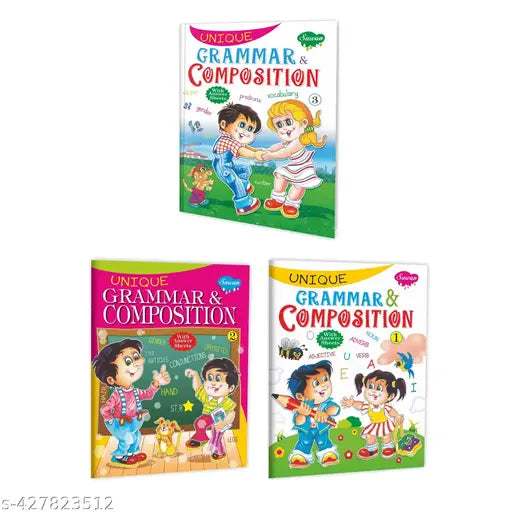 Unique Grammar & Composition – 1 2 and 3 book for kids : Grammer book for kids English learning book Learning grammer for kids.