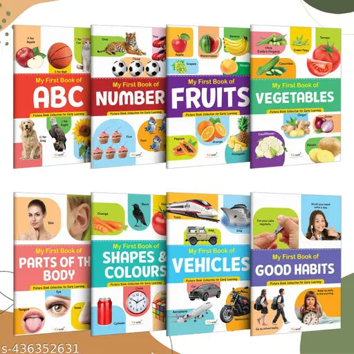 My First Picture Book Collection For Early Learning : With 8 Topics : (Waterproof Dust-Resistant Big Fonts Laminated Realistic Pictures) kids book