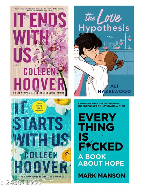 IT END WITH US BY COLLEEN HOOVER + IT STARTS WITH US BY COLLEEN HOOVER + THE LOVE HYPOTHESIS BY ALI HAZELWOOD + EVERY THING IS FUCKED BY MARK MANSON