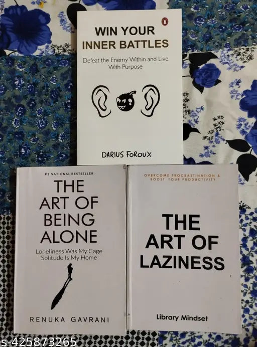 Combo Of 3 Books :- Win Your Inner Battles + The Art Of Being Alone + The Art Of Laziness (English Paperback Darius Foroux Renuka Gavrani Library Mindset)