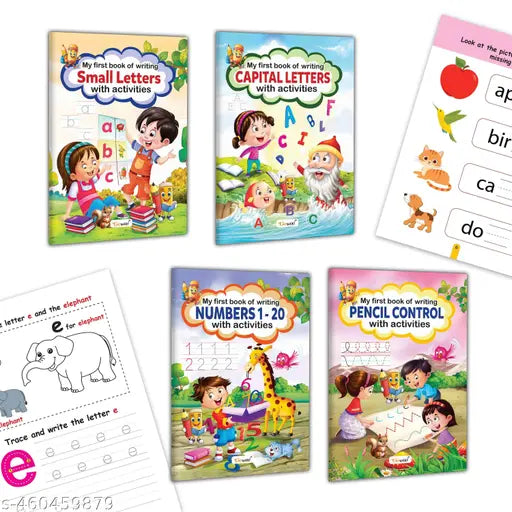 Writing Workbook for Beginners : Fun Writing Practice for Kids kids writing practice activities preschool writing books - Pack of 4 books