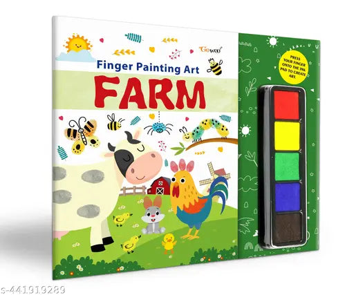 FARM - Fingerpainting and Colouring Art : Fun Colouring and Painting Art with thumbprint Pad Coloring Book For Kids Art Activity Book for Children for Ages 4-9