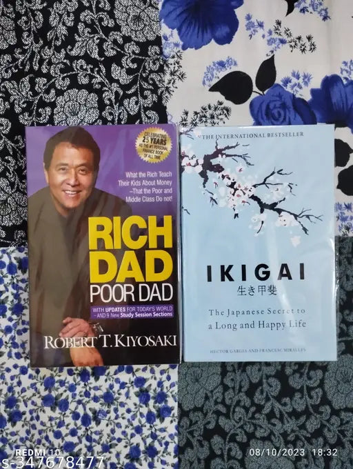 Best Combo Of 2 Book : Rich Dad Poor Dad + Ikigai ( English Paperback / Robert T Kiyosaki Hector Gracia)