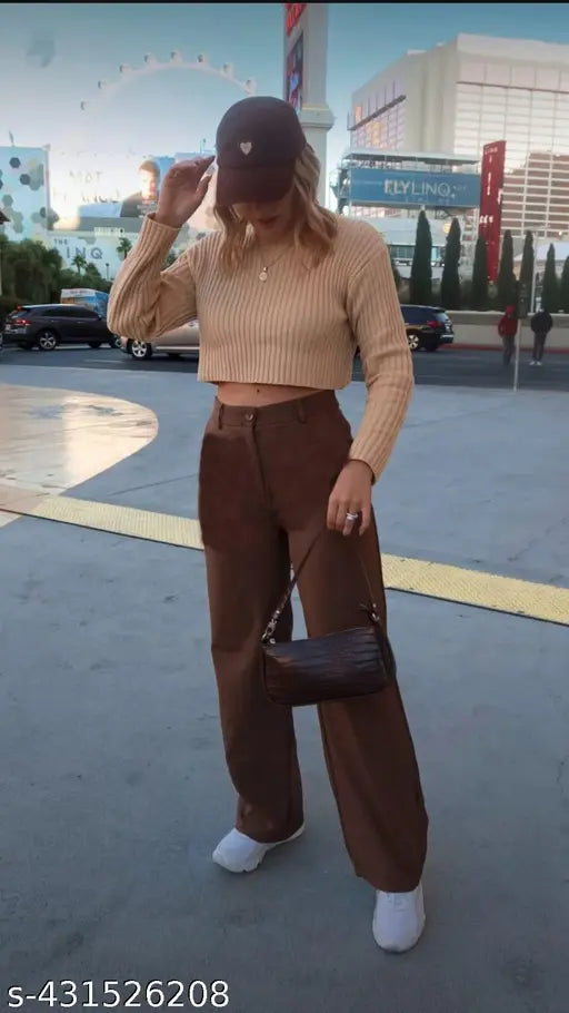 Solid High Waist Korean Straight Trousers for Women offer a comfortable stretchable and chic look perfect for formal casual and daily wear suitable for any occasion in formal and casual both