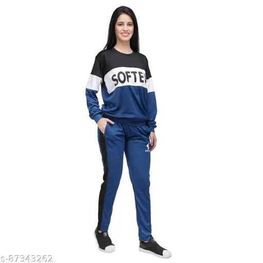 Soften-Combination of Black & Blue Tracksuit/Gymwear/Active wear for woman