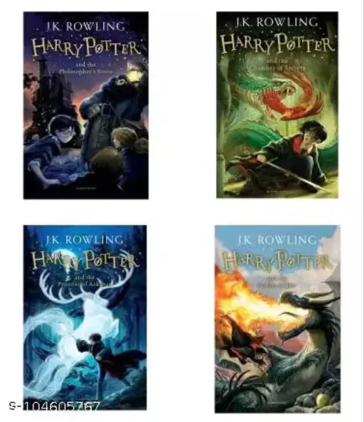 Harry Potter And The Philosopher's Stone + Harry Potter And The Chamber Of Secrets (Harry Potter 2) + Harry Potter And The Prisoner Of Azkaban ( 3) + Harry Potter And The Goblet Of Fire (4) (English Paperback J. K. Rowling) (Paperback J. K. Rowling)