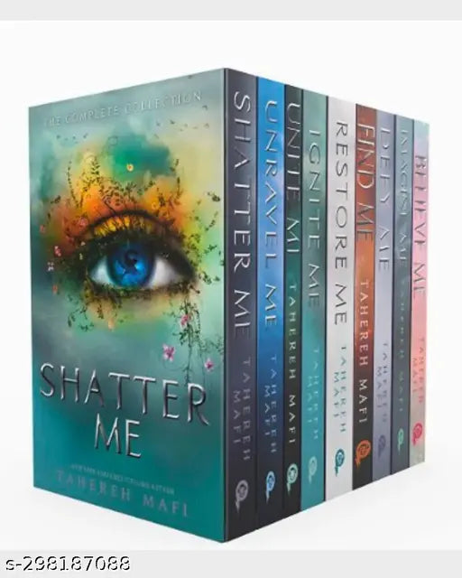 Shatter Me set (Shatter me Series) - The Complete Collection (9-Book Boxset) Paperback – Box set. shatter me + imagine me + find me + belive me + defy me + restore me + unravel me + ignite me. novels full in romance fiction and mystery