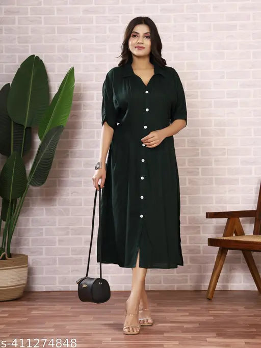 Present Loose Fit Green Kaftan Kurti