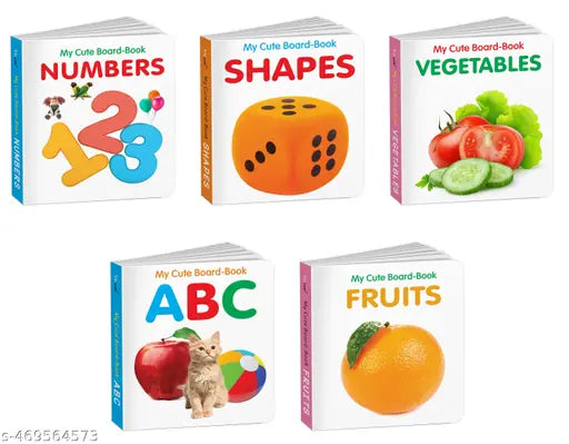 Early Learning Little Library for Toddlers : Pocket Books Set of ABC Vegetables Shapes Fruits and Numbers - Toddler learning books set Baby board books collection - Pack of 5 Books for Kids