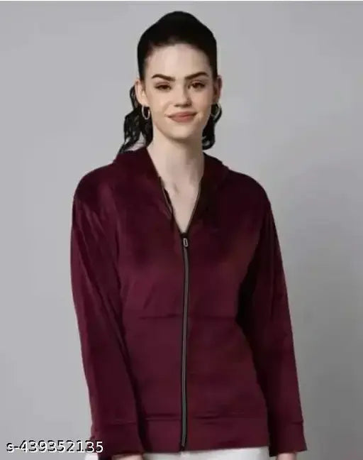 Dee-Nayra Solid Full Sleeves Soft and Plain Casual Jackets For Women Velvet jacket