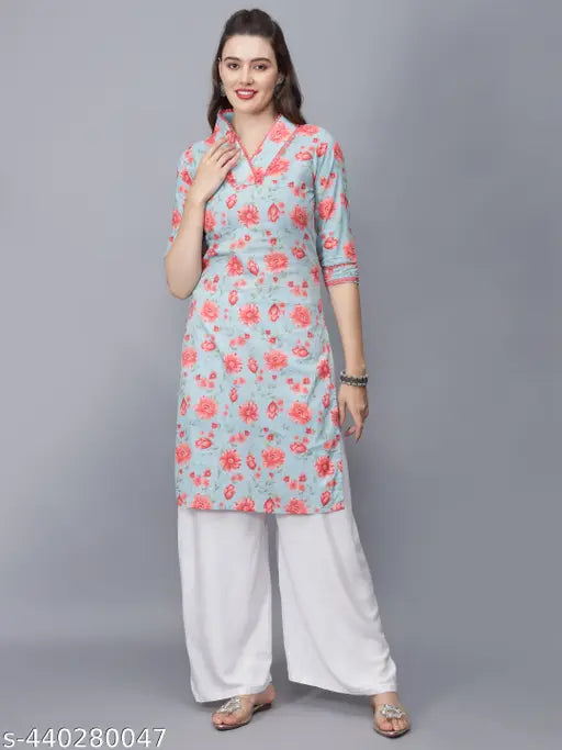 Women Floral Print Pure Cotton Straight Kurta