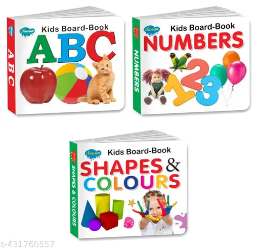 ABC Numbers and Shapes and colours Board Books for kids : Board book for kids Learning book for kids Educational Board Book for kids - Set of 3 board books for kids