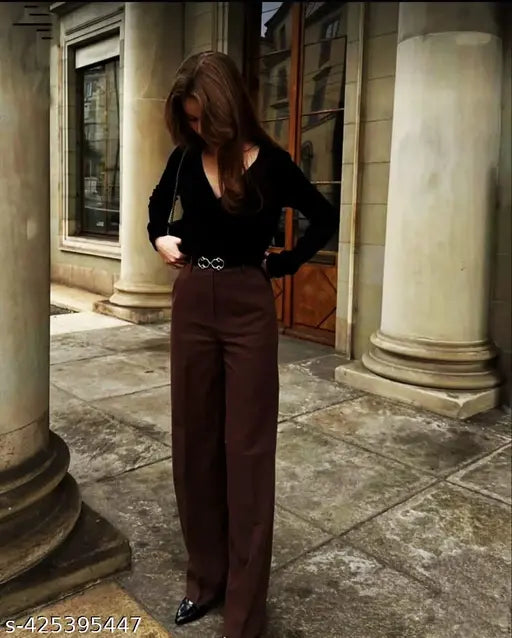 Solid High Waist Korean Straight Trousers for Women offer a comfortable stretchable and chic look perfect for formal casual and daily wear suitable for any occasion in formal and casual both
