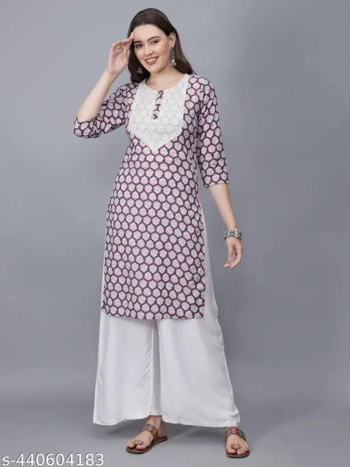 Women Floral Print Pure Cotton Straight Kurta