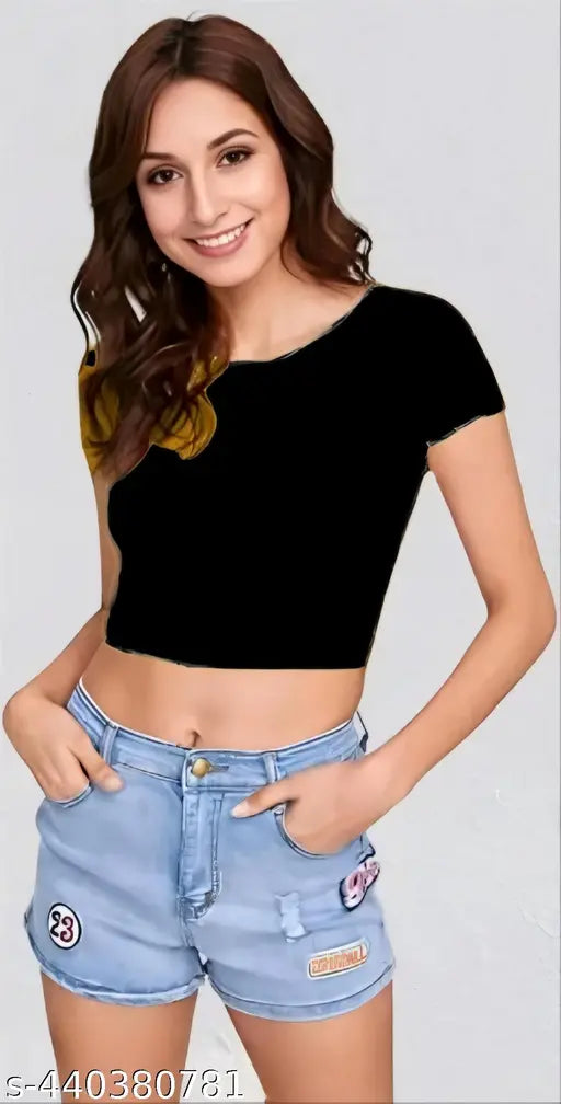 Soft Fabric Round Neck Simple Short Sleeve Fashionable Top For Woman