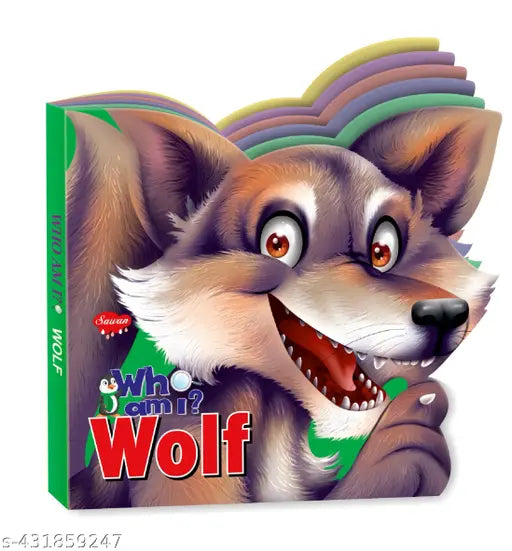 Wolf 'Who Am I' Die-Cut Shape Board-Book : Wolf die cut board book for kids board book for kids Educational book for kids