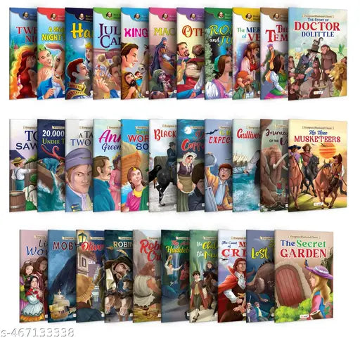 Ultimate Collection of Illustrated Classics : Oliver Twist Little Women & more Early learning book for kids Children learning story books Classic storyset Toddlers learning book - Pack of 32 Books