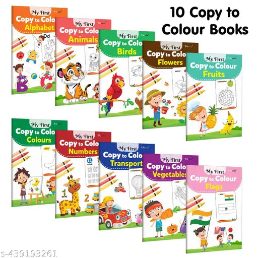 Coloring book Set of 10 for children : Essential Coloring Book Of All In One Pack Early kids learning Coloring books Set Of 10 Colouring Books