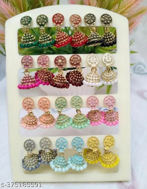 NEW OXIDISED COLOR EARRINS 12 PIS COMBO