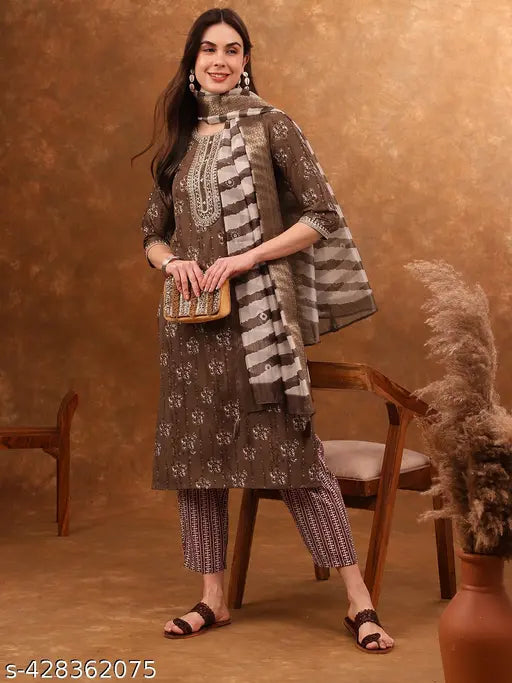Women's Kurta Pant with Dupatta Ethnic Set