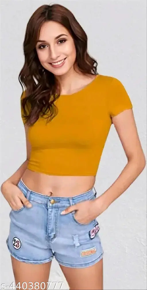 Soft Fabric Round Neck Simple Short Sleeve Fashionable Top For Woman