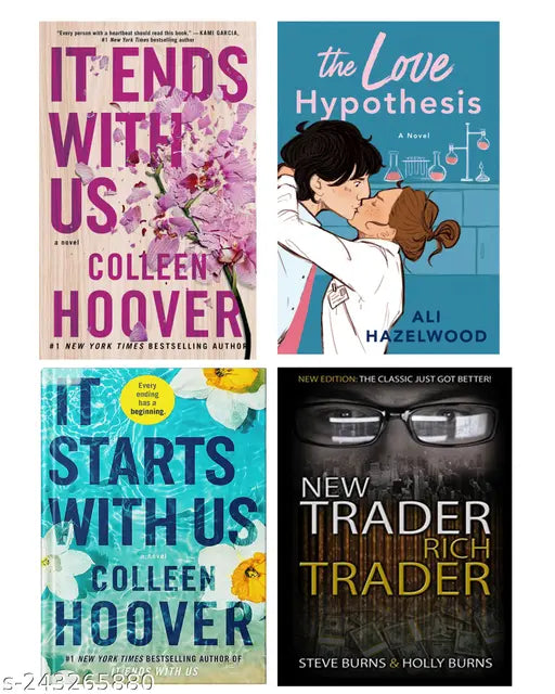 IT END WITH US BY COLLEEN HOOVER + IT STARTS WITH US BY COLLEEN HOOVER + THE LOVE HYPOTHESIS BY ALI HAZELWOOD + NEW TRADER RICH TRADER BY STEVE BURNS