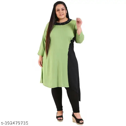 Verdant Rayon Plus Size Green Kurti by FAZZN