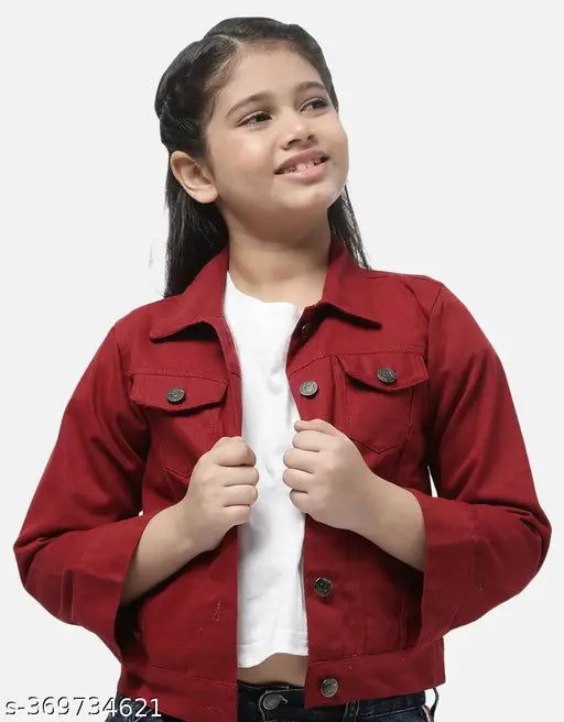 Nature Craft Maroon cotton Solid Kids Jacket