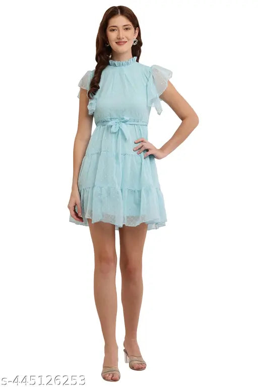 HF plain aqua blue dress