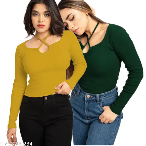Combo Key Hole Full Sleeve Top New Stylish