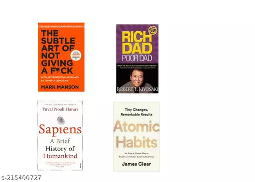 Atomic Habit+ Sapiens+ Rich Dad Poor Dad+ The Subtle Art Of Not Giving A F*Ck (SET OF 4 BOOKS)