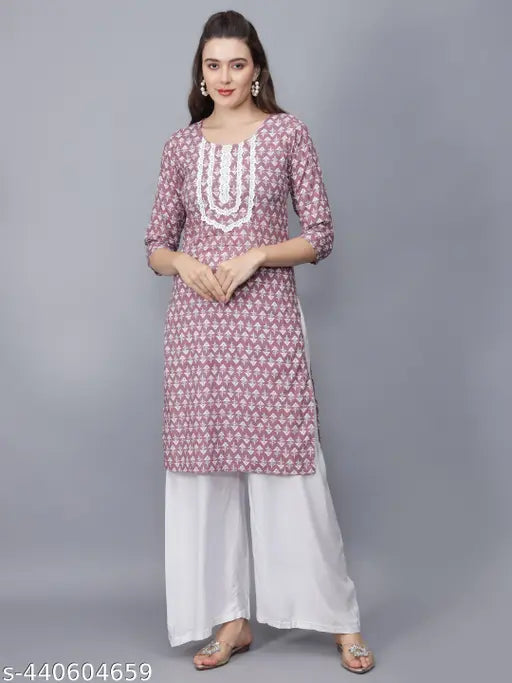 Women Floral Print Pure Cotton Straight Kurta