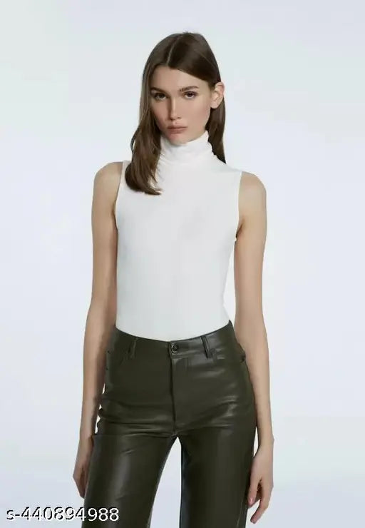 Turtle Neck Sleeveless Rib Top