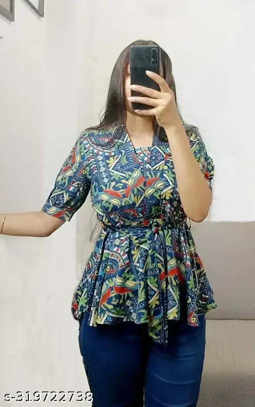 Wowen Rayon Printed Top / Designer Peplum Style Top For Women and Girls