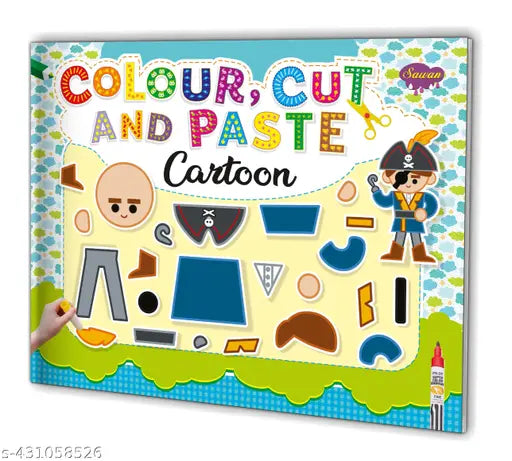 Cartoon book for kids : Colouring activity book Children learning activity book Cut and paste book (Paperback)