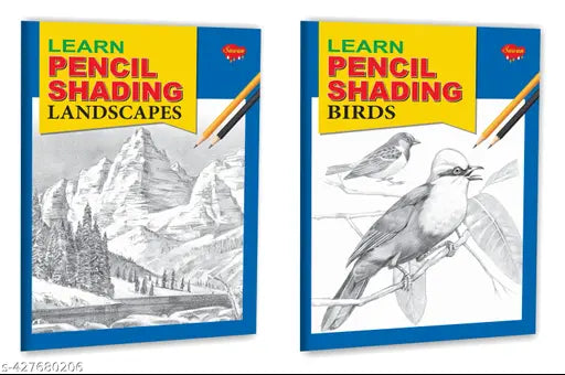 Learn Pencil Shading Landscapes and Birds Books : Activity book for kids Pencil shading learning books Shading book for kids - Set of 2 books.