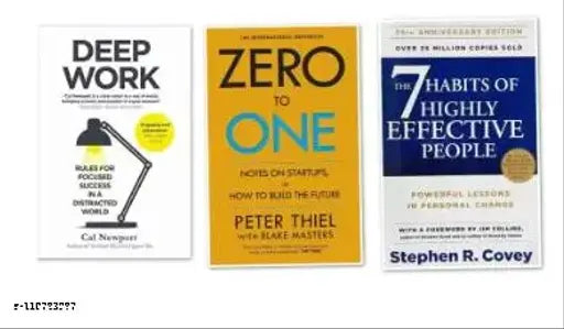 3 Books Combo Deep Work+zero To One+7 Habits Of Highly Effective People (Paperback Cal Newport Peter Stephen)