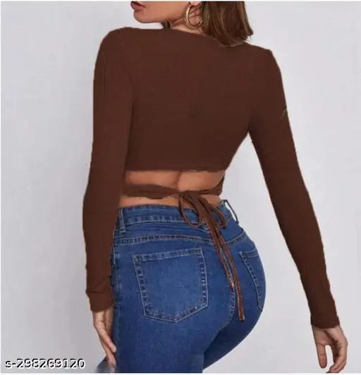 Round Neck Full Sleeve back String Top
