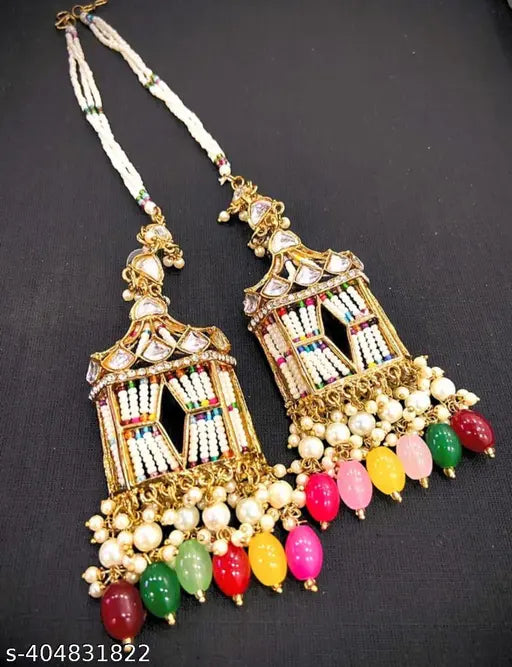 Indian Joharibazar Gold Plated Kundan Ethnic Earrings Jhumka Jewelry Polki Set a