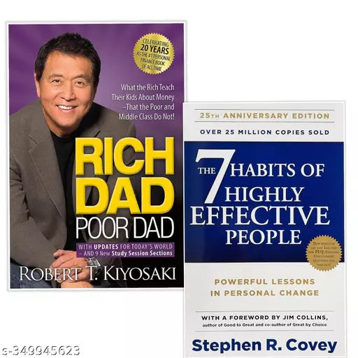Sets of 2 BOOKS - RICH DAD POOR DAD+ The 7 Habits of Highly Effective People - Paperback