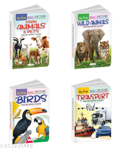 My First Big Picture Board Book Farm Animals & Pets Wild Animals Birds and Transport : Board books for early learners Learning books for kids Preschool picture books - Set of 4 board book