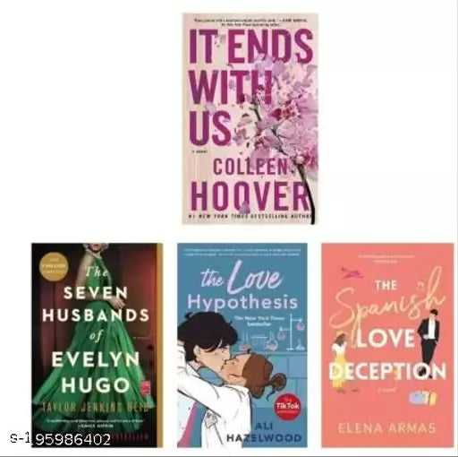 It Ends With Us + Seven Husbands Of Evelyn Hugo + Spanish Love Deception + Love Hypothesis Of( 4 Books Combo) (Paperback Colleen hoover Ali Hazelwood Elena Armas Taylor Jenkins)