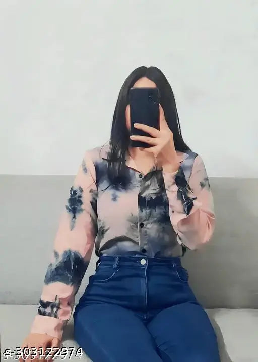 Women Stylish Tie & Dye Crop Shirt / Stylish Full Sleeve top for Women