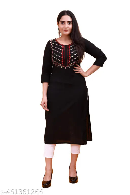 Present Straight Embroidered Kurta For Women