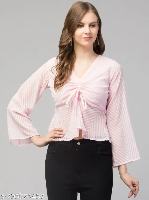 Elegant Chiffon Drawstring Top